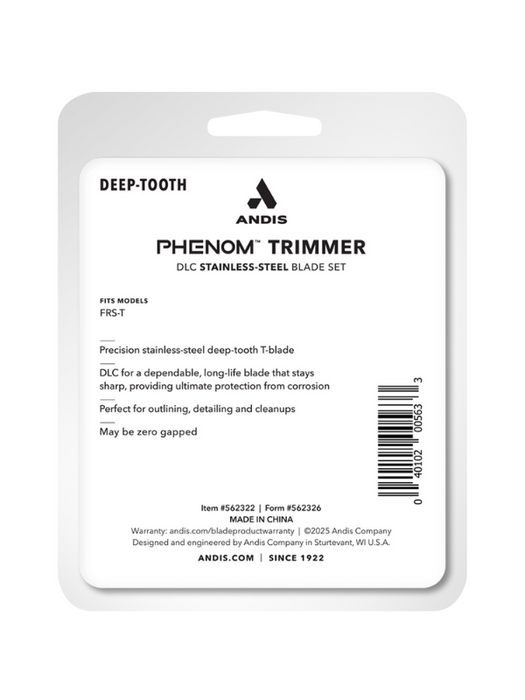 Andis Phenom Trimmer Phaze Blade Packaging Backside