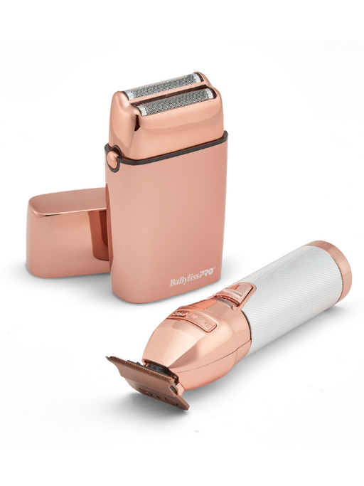 BabylissPRO LimitedFX Rose Gold Trimmer + Double Foil Shaver Prepack