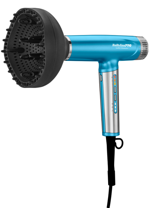 BabylissPRO Nano Titanium Professional Nano Light Ionic Dryer Nano Blue with diffuser