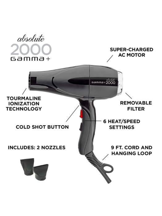 Gamma Absolute 2000 Hair Dryer Informational Sheet 