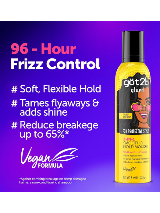 Got2b Glued Smooth & Hold Hair Mousse 8oz Informational