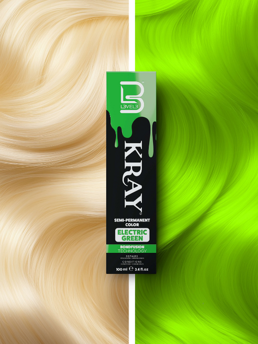 L3vel3 Kray Electric Green Semi Permanent Hair Color