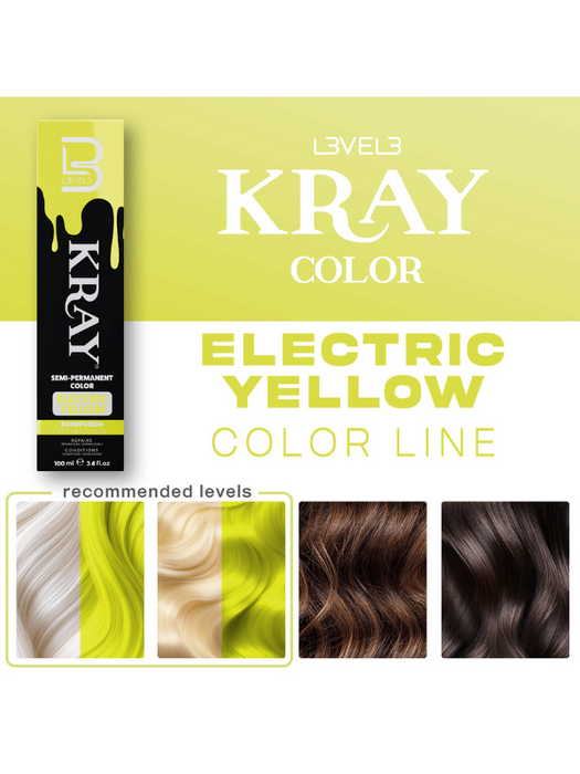 Color Line for L3vel3 Kray Electric Yellow Semi Permanent Hair Color