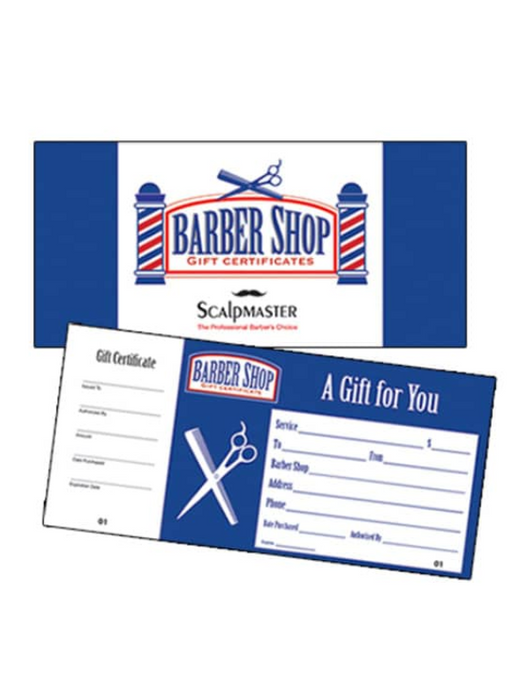 Scalpmaster Barber Shop Gift Certificates & Envelopes