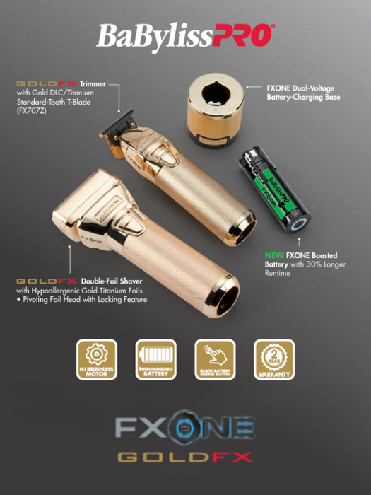 BaBylissPRO FXONE GOLDFX All-Metal Shaver & Trimmer Prepack #FX1FSTGPK