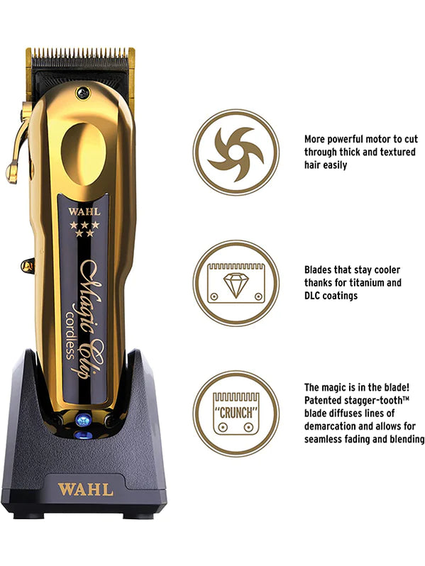 Wahl Gold Magic Clip Cordless - Limited Edition with Stand — Vip 