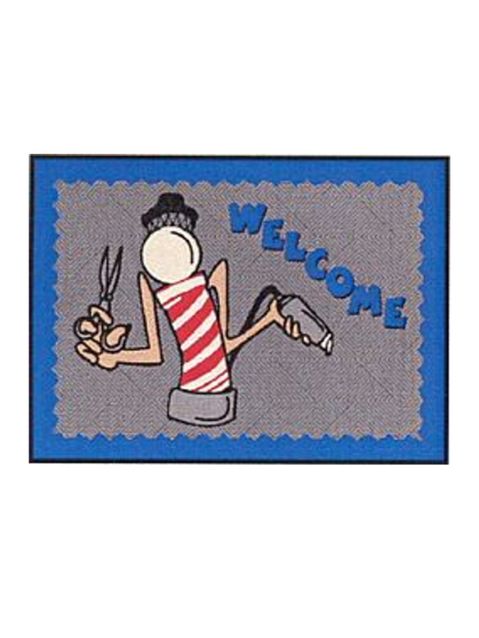 Welcome Floor Mat - Barber Pole Cartoon Horizontal 3'x4'