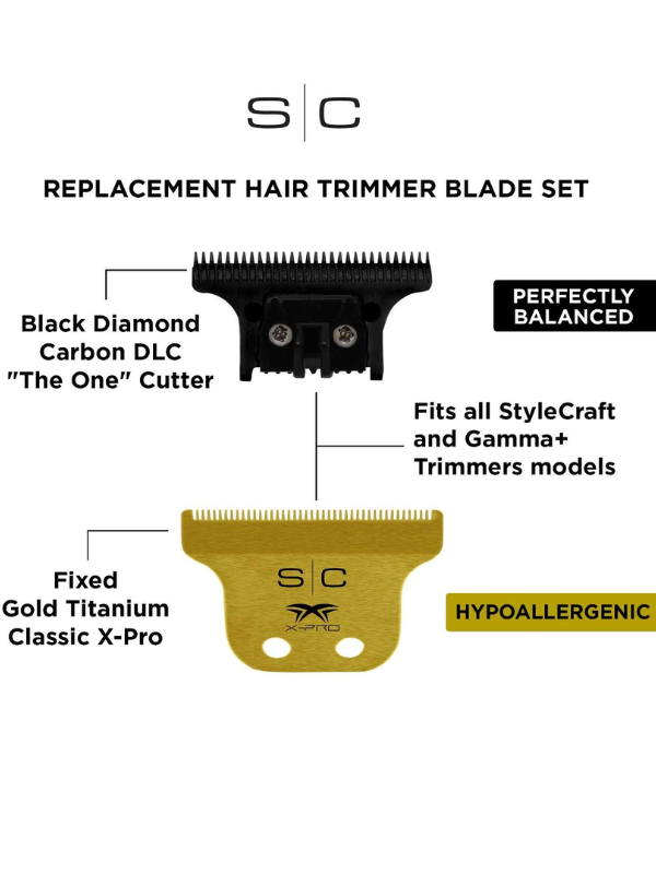 StyleCraft Gold X-Pro Fixed Replacement Trimmer Blade w/DLC Deep Tooth Cutter